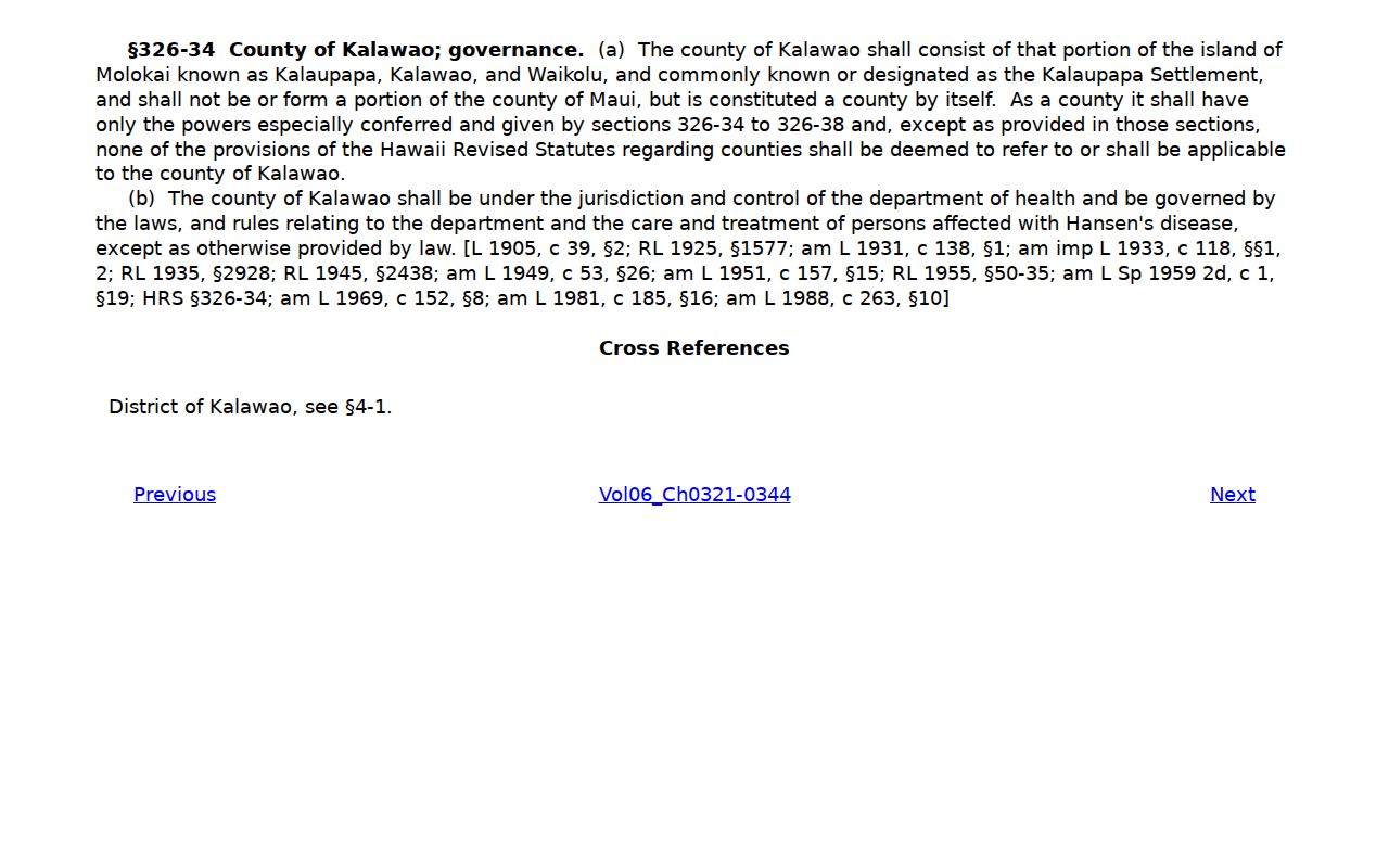 Kalawao County warrant records jurisdiction under HRS section 326-34