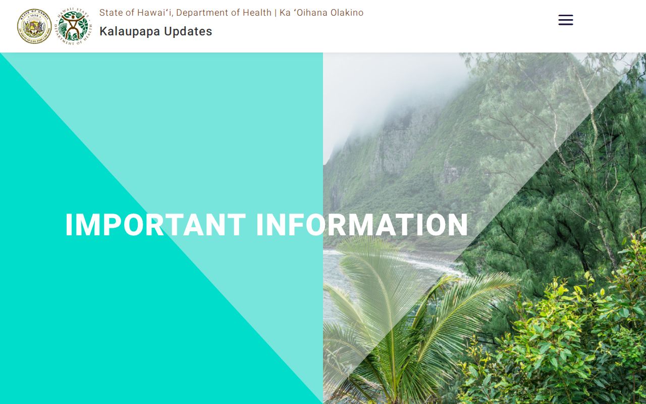 Kalawao County warrant records agency framework on the Department of Health page